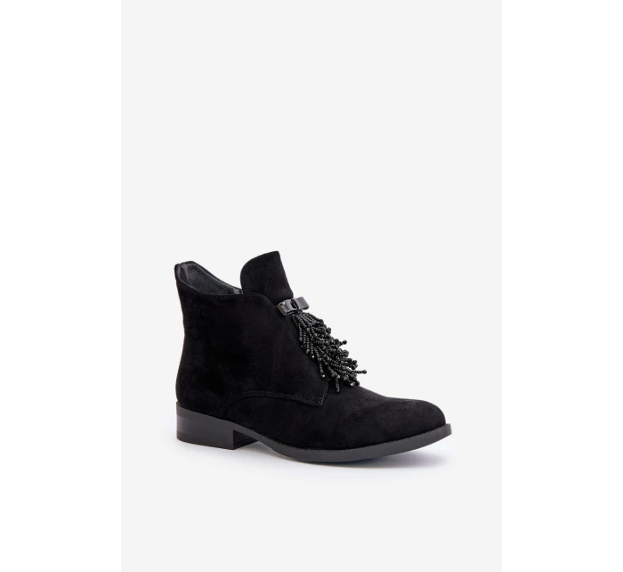 Zateplené Nízké Boty S Dekorací Na Zip Černé model 21675901 - S.Barski Zateplené Nízké Boty S Dekorací Na Zip Černé model 21675901 - S.Barski