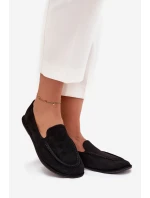 Dámské mokasíny z eko semiše ploché černé model 21710870 - Boto