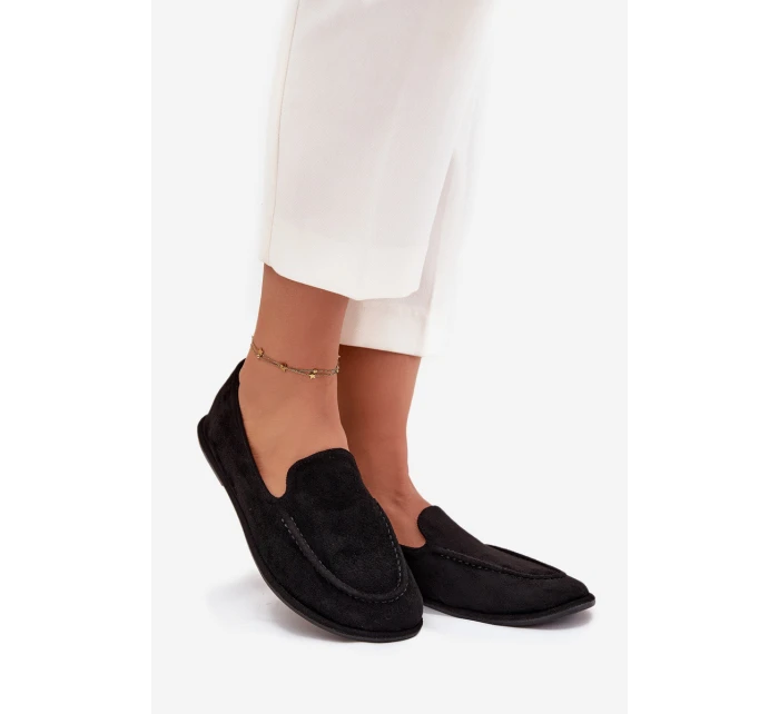 Dámské mokasíny z eko semiše ploché černé model 21710870 - Boto