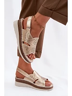 Kožené sandály na platformě S.Barski GR61-5916 Zlaté