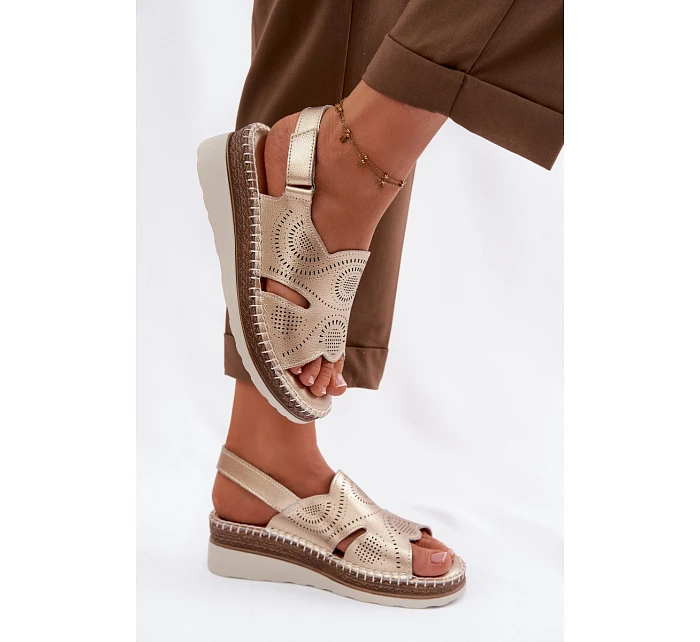 Kožené sandály na platformě S.Barski GR61-5916 Zlaté
