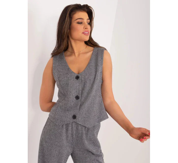 Dámska vesta LK KZ 509564 1.01X Sivá s čiernou - FPrice