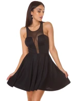 Dámske sexy mini šaty s priehľadným výstrihom 50226 Čierna - KouCla