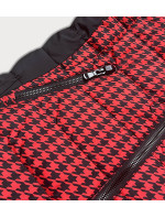 Čierno-červená dámska vzorovaná bunda (W716-1)