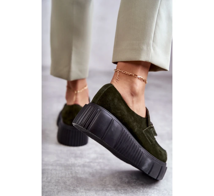 Modne Zamszowe Półbuty Na Platformie Khaki Lemar Marsol Modne Zamszowe Półbuty Na Platformie Khaki Lemar Marsol