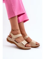 Pohodlné dámské sandály na suchý zip béžové model 21661112 - EVENTO
