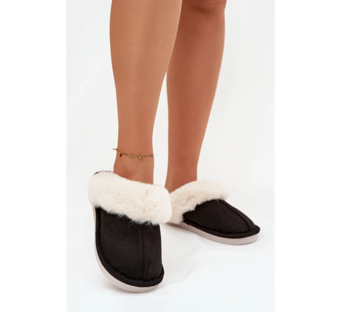 Dámské pantofle s kožíškem Černé Zanelia Dámské pantofle s kožíškem Černé Zanelia
