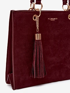 model 22221015 bordová kabelka typu kufřík z imitace semiše - Flora&Co