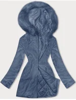 Svetlomodrá obojstranná dámska prešívaná bunda - kožuch (H-897-100)