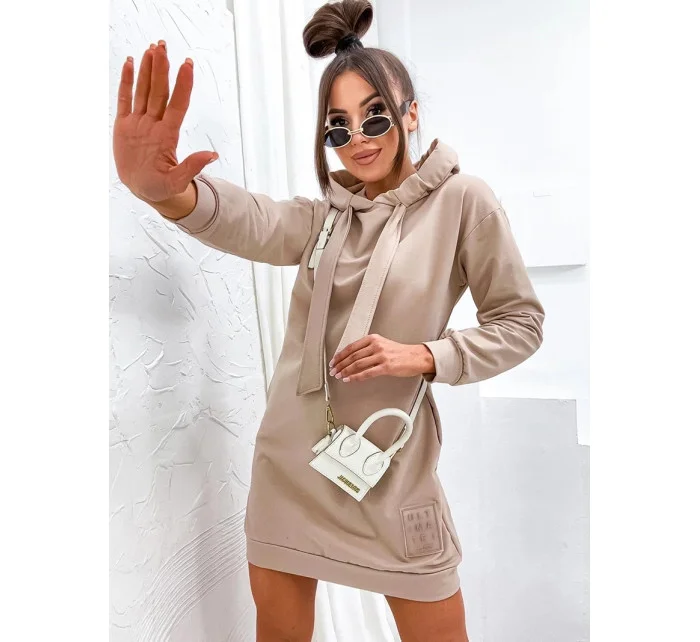Béžové teplákové šaty s kapucňou (725) Béžové teplákové šaty s kapucňou (725)