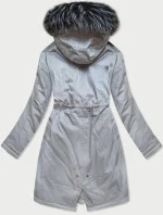 Dámska zimná bavlnená bunda s prírodným perím sivá (7085)