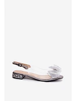 Průhledné sandály s krystaly a mašlí  Šedé model 22140790 - D&A