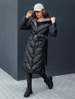 Dámsky zimný prešívaný kabát s kapucňou CELESTIE black FashionStreet TY4513