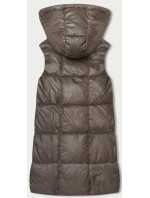 Jednoduchá dámska vesta vo farbe mocca s kapucňou (YP-22072-5)
