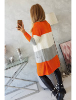 Pruhovaný sveter oranžová+ecru