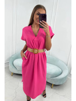 Šaty s ozdobným páskem růžové