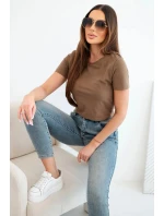 Dámské kalhoty s pushup efektem a pasem modré model 21908635 - K-Fashion