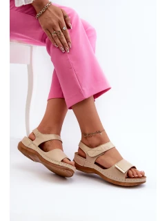 Wygodne Sandały Damskie Na Rzep Beżowe Iphiope