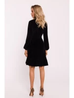model 20555707 Sametové šaty s výstřihem do V černé - Moe model 20555707 Sametové šaty s výstřihem do V černé - Moe