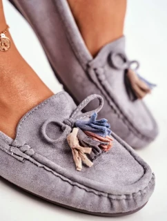 Dámské Semišové Mokasíny Šedé Donna Mia