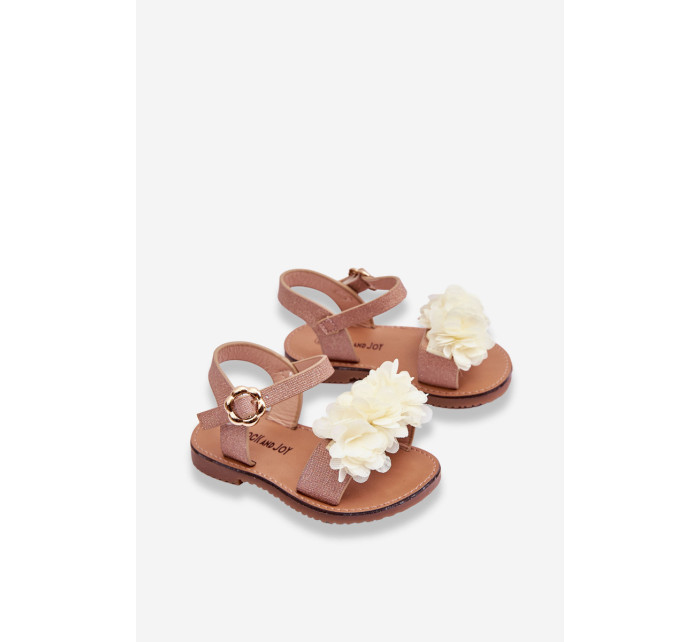 Módne detské sandále s kvetmi Béžovo-zlaté Poly