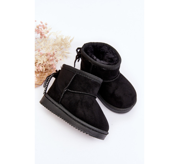 Detské zateplené snehové topánky s lemom, čierne Mikyla