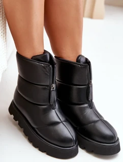 Platformové snežnice so zipsom z eko kože Black Resisia