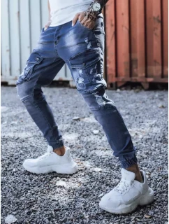 Modré pánske nohavice FashionStreet UX3285