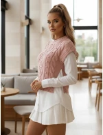 Dámský svetr 2 v 1 s bílou košilí růžová Dstreet model 21971134 - FashionStreet