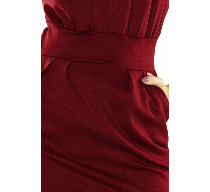 Dámske midi šaty SARA v bordovej farbe so zvýšeným strihom model 6353673