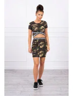 Súprava blúzky so sukňou moro khaki+hnedá