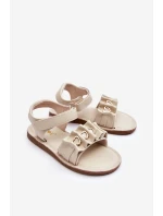 Dětské sandály se suchým zipem srdce béžová Havana