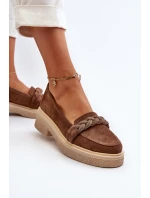 model 21652539 Dámské Semišové Mokasíny S Ozdobou Hnědé - Zazoo