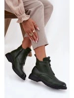 Zateplené dámské boty na zip s ozdobným tmavě zelené model 21708391 - Boto Zateplené dámské boty na zip s ozdobným tmavě zelené model 21708391 - Boto