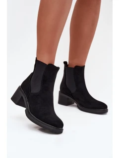 Botki Sztyblety Damskie Na Klocku Czarne Luvina