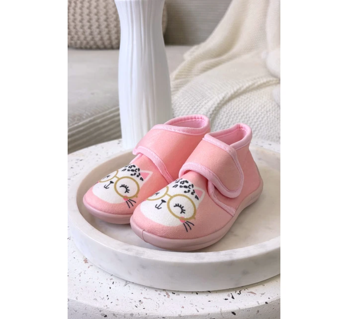 Dětské bačkory na suchý zip růžové Katline