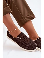 Sneakersy z veluru model 22044835 Čokoládové - VINCEZA