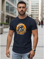 Pánske tričko s potlačou tmavomodré FashionStreet NX5095R