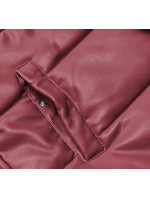 Teplá dámská vesta ve vínové bordó barvě z eko kůže model 17505516 - HONEY WINTER