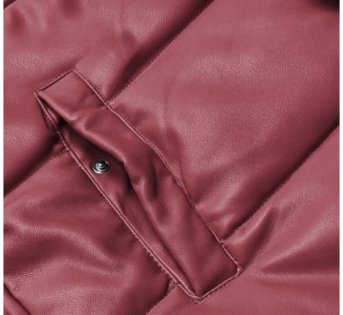 Teplá dámska vesta vo vínovej bordovej farbe z eko kože (D-3231-67)