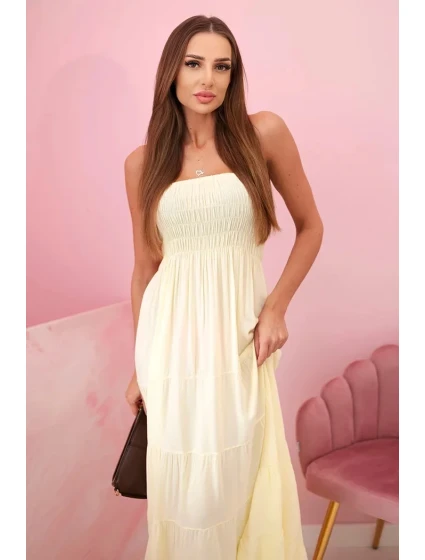 Dámské viskózové šaty s elastickým topem žlutý