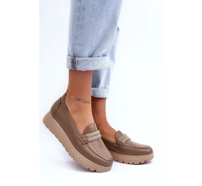 Kožené polobotky na platformě s ozdobou model 21634887 - Boto