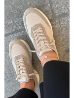 Zamszowe Sneakersy Damskie Na Platformie Big Star RR274A345 HI-POLY SYSTEM Ciemnobeżowe