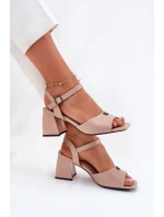Sandały Damskie Na Słupku Vinceza 62235 Beżowe