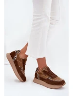 Zamszowe Sneakersy Damskie Big Star OO274A313 HI-POLY SYSTEM Brązowe Panterka