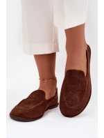 Dámské mokasíny z eko semiše rovné hnědé model 21710877 - Boto