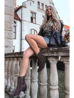 Semišové dámské boty na podpatku zateplené hnědé model 21747763 - Boto