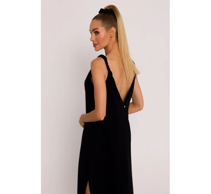 M791 Maxi šaty s hlbokým výstrihom do V - čierne M791 Maxi šaty s hlbokým výstrihom do V - čierne