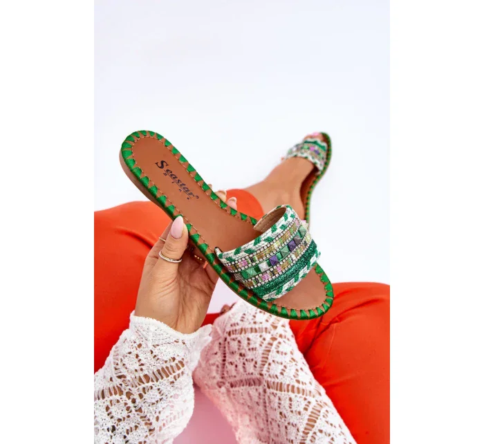 Dámské zdobené pantofle Zelene Bellisa