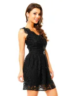 Spoločenské šaty MAYAADI Deluxe krajkové s opaskom čierne - Čierna - MAYAADI Spoločenské šaty MAYAADI Deluxe krajkové s opaskom čierne - Čierna - MAYAADI